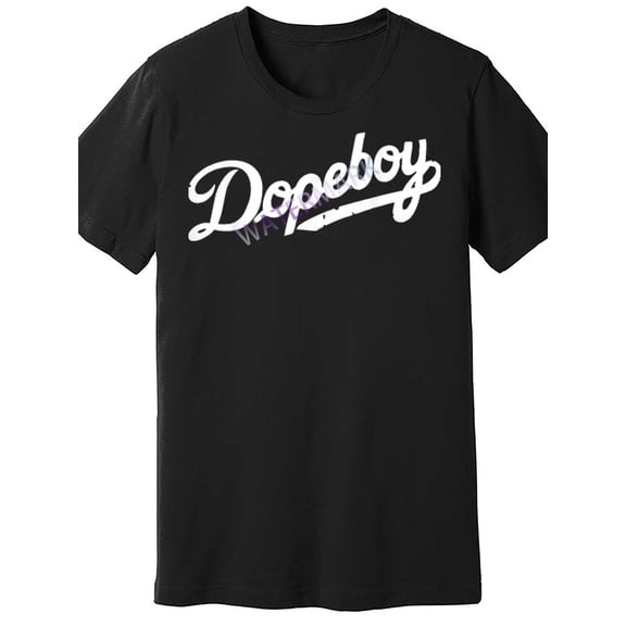 DopeBoy "Dope Boy" Men's Black Cotton T-Shirt - Casual, Breathable Short Sleeve with Stylish Purple & White Graphic, Machine Washable for All Seasons