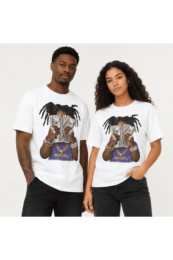 DopeSkill Money Fan Woman Graphic T-Shirt for Men Women, Urban Hip Hop Hypebeast Short Sleeve Tee, Aesthetic Wealth Culture Casual Top, Breathable Premium Cotton Fashion Shirt