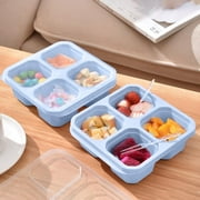 Dopebox 4 Compartments Bento Box, Reusable Meal Prep Lunch Containers for Kids Adults, Divided Food Storage Containers for School Work Travel, Adult Snack Box Containers (Blue)