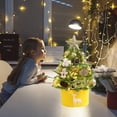 thumbnail image 1 of Dopebox Artificial Mini Christmas Tree, Snow Flocked Small Xmas Trees with Light, Mini Snow Frosted Christmas Tree Table Top Lighted Artificial Xmas Tree Decorations (Yellow), 1 of 9