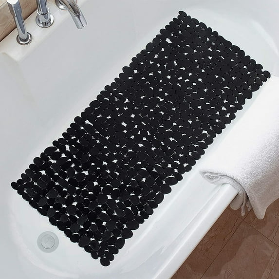 Dopebox Bath Matts for Shower, Quick Dry Bath Rug, Rubber Bath Mats For Bathroom Floor, Non Slip Kitchen Mat, Bathroom Decor for Men (Black)