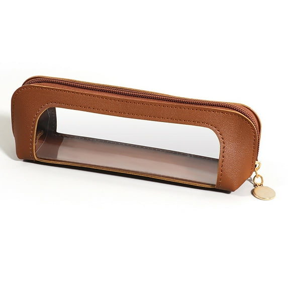 Dopebox Canvas Pencil Bag with Handle Multi-Slot Pencil Pouch Bag Super Large Pencil Case Large Zipper Pencil Pouch, Kawaii Aesthetic College School Supplies (Brown)