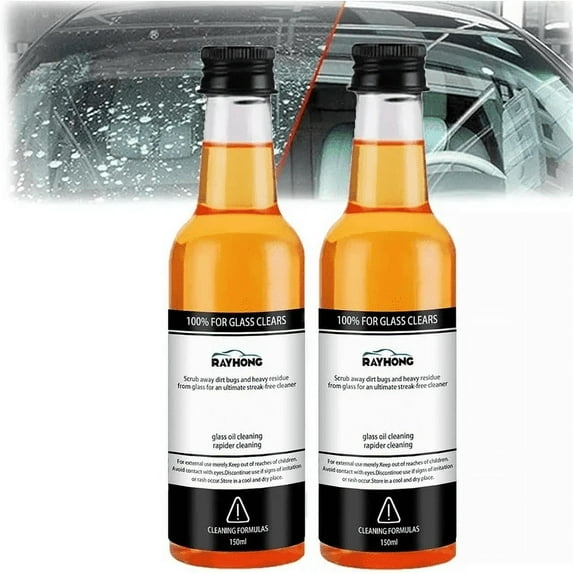 Dopebox Car Glass Oil Film Remover, Car Windshield Oil Film Cleaner, Car Windshield Cleaner, Oil Film Remover for Car Window, Car Glass Oil Film Cleaner, Automotive Glass Oil Film Cleaner (2PCS)