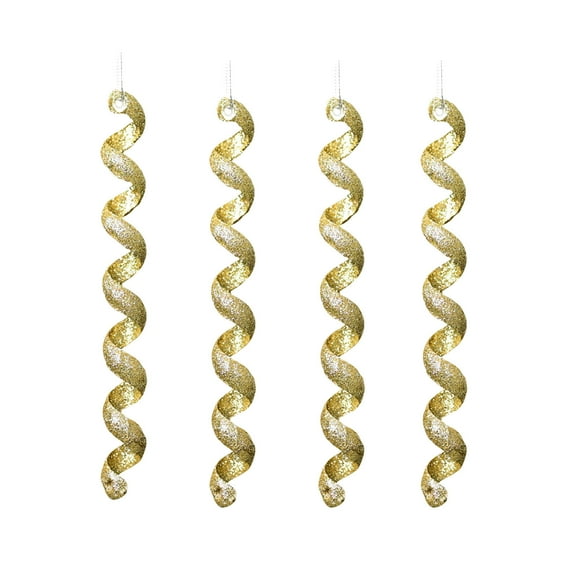 Dopebox Christmas Tree Hanging Ornaments, 4pcs Christmas Ice Stick Ice Cone Ice Christmas Tree Pendant, Christmas Snowflakes Ice Bar Pendants, Hanging Ornament for Christmas Tree (Gold)