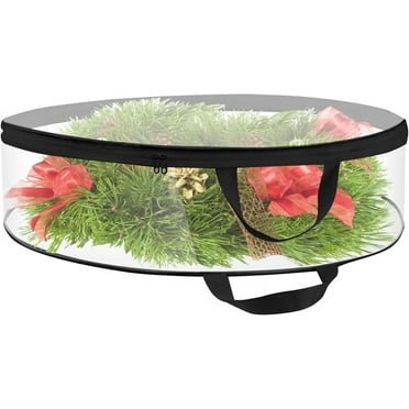 Dopebox Christmas Wreath Storage Bag, Clear Christmas Tree Storage Bag, Large Garland Holiday Wreath Storage Containers with Window and Handle Zipper, Xmas Holiday Garland Bag Storage Case (61*20cm)