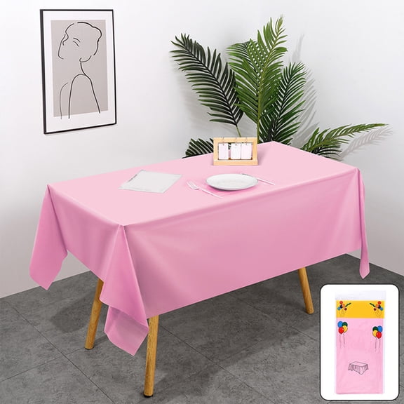 Dopebox Colorful Rectangle Plastic Tablecloth Disposable Waterproof Party Table Cloth, Rectangle Picnic Table Cloth for Graduation Birthday Christmas, Picnic Party Decor (Pink)