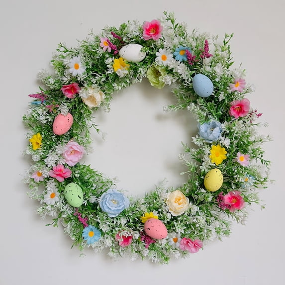 Dopebox Easter Wreaths for Front Door, Artificial Easter Colorful Egg Wreath, Spring Easter Wreath with Eggs, Spring Easter Colorful Eggs Wreath for Front Door, Easter Egg Wreath for Front Door (G)