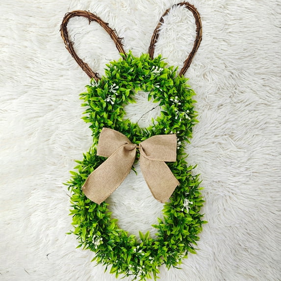 Dopebox Easter Wreaths for Front Door, Spring Easter Wreath Easter Decorations Floral Wreath with Bunny & Eggs, Easter Wreath Rabbit Ear Decoration Door Hanging Vines Wreath for Front Door (F)