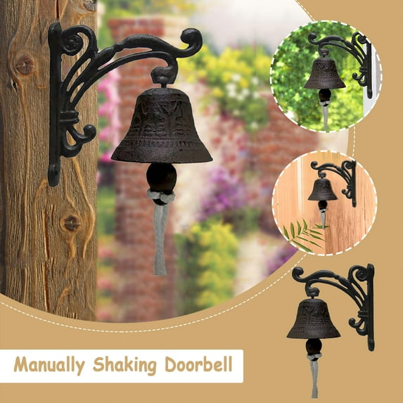 Dopebox Farmhouse Decor Clearance Rustic Iron Bird Door Bell Wall Mounted Antique Decor Bell for Indoor Outdoor, Household Supplies (E)