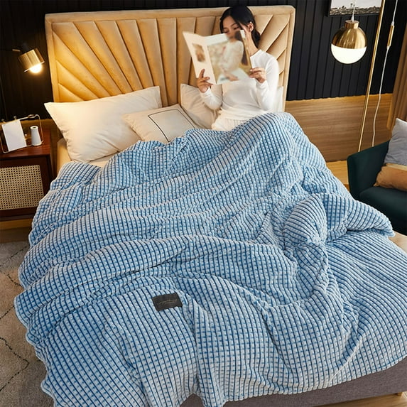 Dopebox Fuzzy Plush Lightweight Throw Blankets Microfiber Blanket Lightweight Soft Plush Blanket Blanket for Full Size Bed, Luxury Blanket for Couch Sofa (Blue)