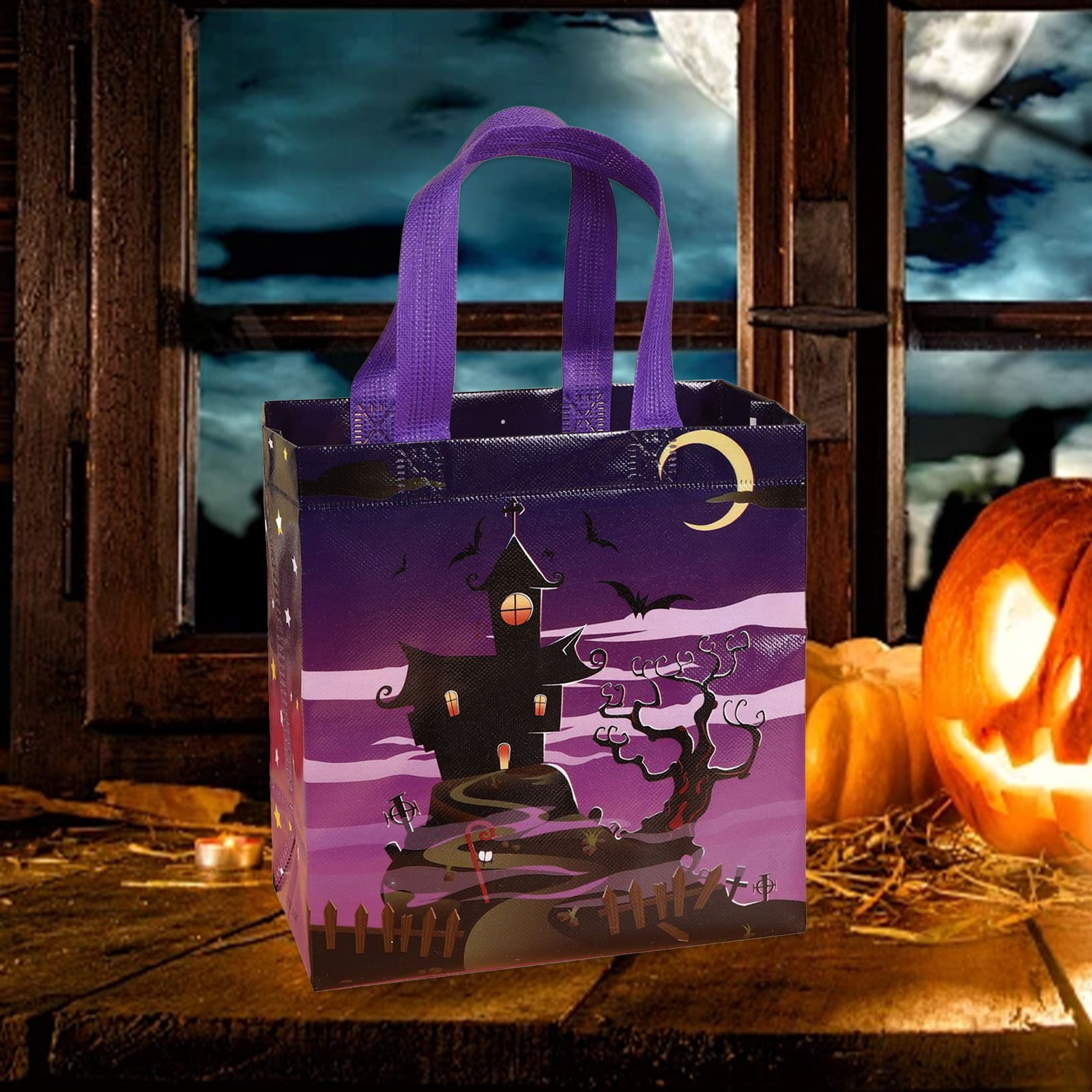 BULFULL Halloween Trick Or Treat Bags, 12Pcs Candy Bags With 12Pcs Halloween