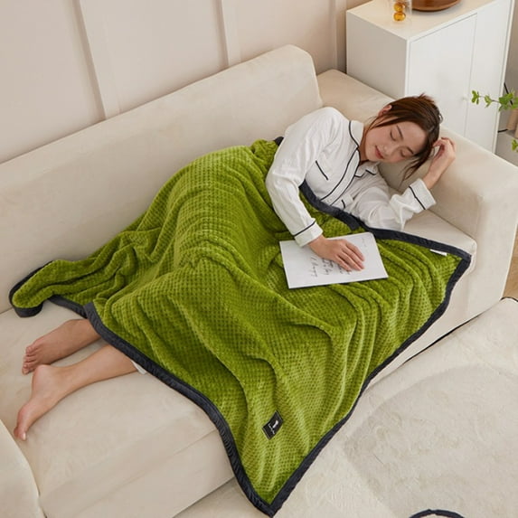 Dopebox Knitted Farmhouse Lightweight Blanket Lightweight Washed Cotton Throw Blanket Luxurious Throw Blanket Soft Fleece Throw Blanket, Luxury Blanket for Couch Sofa (Green)