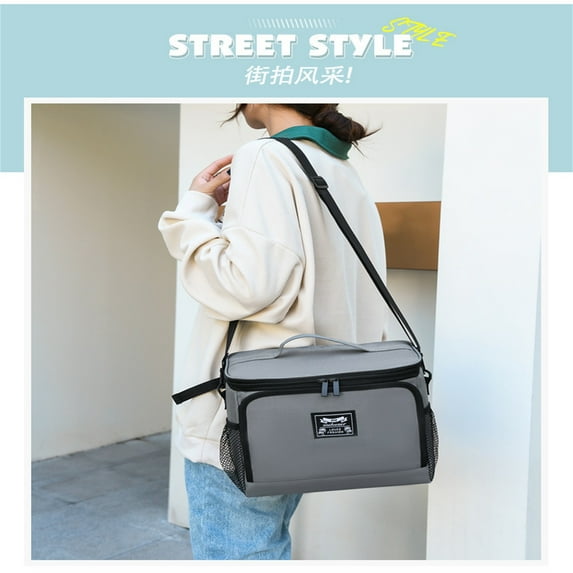 Dopebox Leakproof Cooler Tote Bag Organizer Insulated Lunch Box Small Lunch Bags for Women Cute Bags for Women Flight Attendant Lunch Bag (Gray)