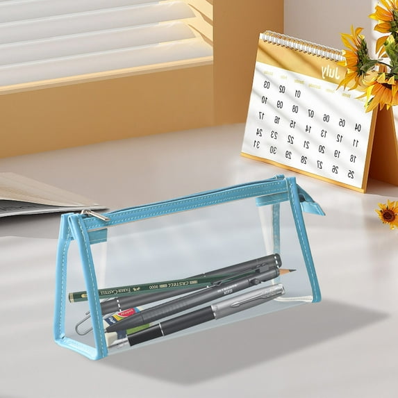 Dopebox Mesh Window Oxford Pencil Holder Mesh Zipper Pencil Case High Capacity Zipper Pens Pencil Case School Pencil Case, School Supplies Bulk (Sky Blue)