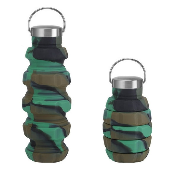Dopebox Outdoor Home Decor Water Bottles, 500ml Portable Foldable Expandable Water Bottle Sports Cups, Leak Proof And Reusable, for Outdoor Activities Travel, Yard Essentials (Army Green)