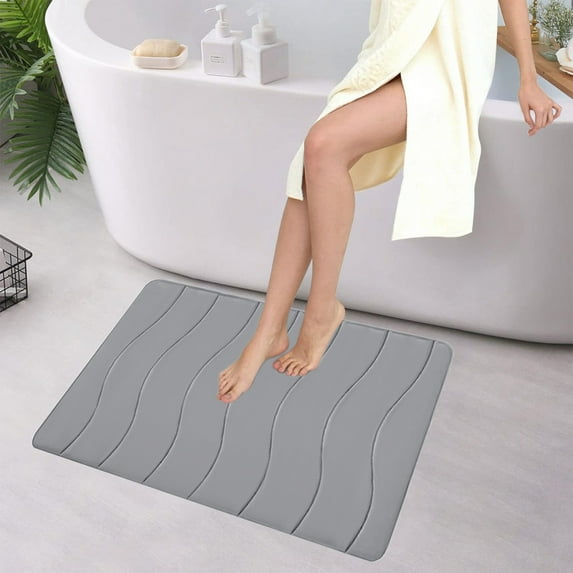 Dopebox Quick Dry Bathroom Mats Non Slip Home Bath Mat, Straight Plush Carpet Floor Mats Bathroom Absorbent Non-slip Mats Kitchen Foot Mats Machine Wash Bathroom Rugs for Bath Tub And Shower (Gray)