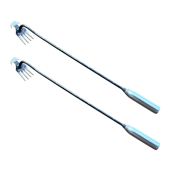 Dopebox Weeding Artifact Uprooting Weeding Tool, 2PC Premium Manganese Steel Forged Weed Puller, 4 Teethes Dual Purpose Manual Weeders Tool, Stainless Steel Hand Weeder Tool for Lawn and Garden (D)
