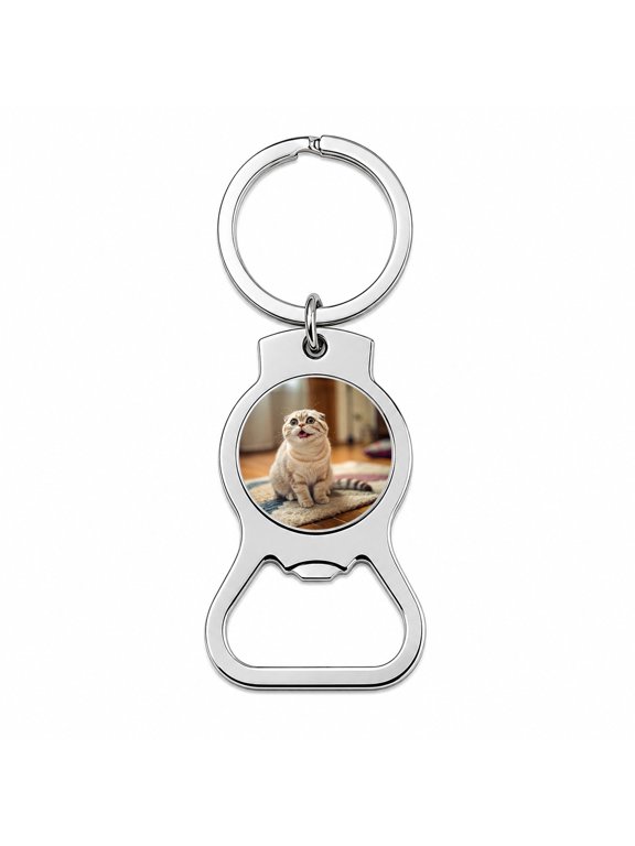 Dopey Cat Silly Portable Bottle Opener Metal Keychain