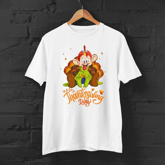 Dopey Dwarf With Turkey Wings Happy Thanksgiving Day Tshirt Women-TH6051