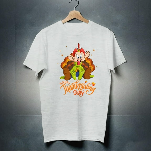 Dopey Dwarf With Turkey Wings Happy Thanksgiving Day Tshirt Women-TH6051