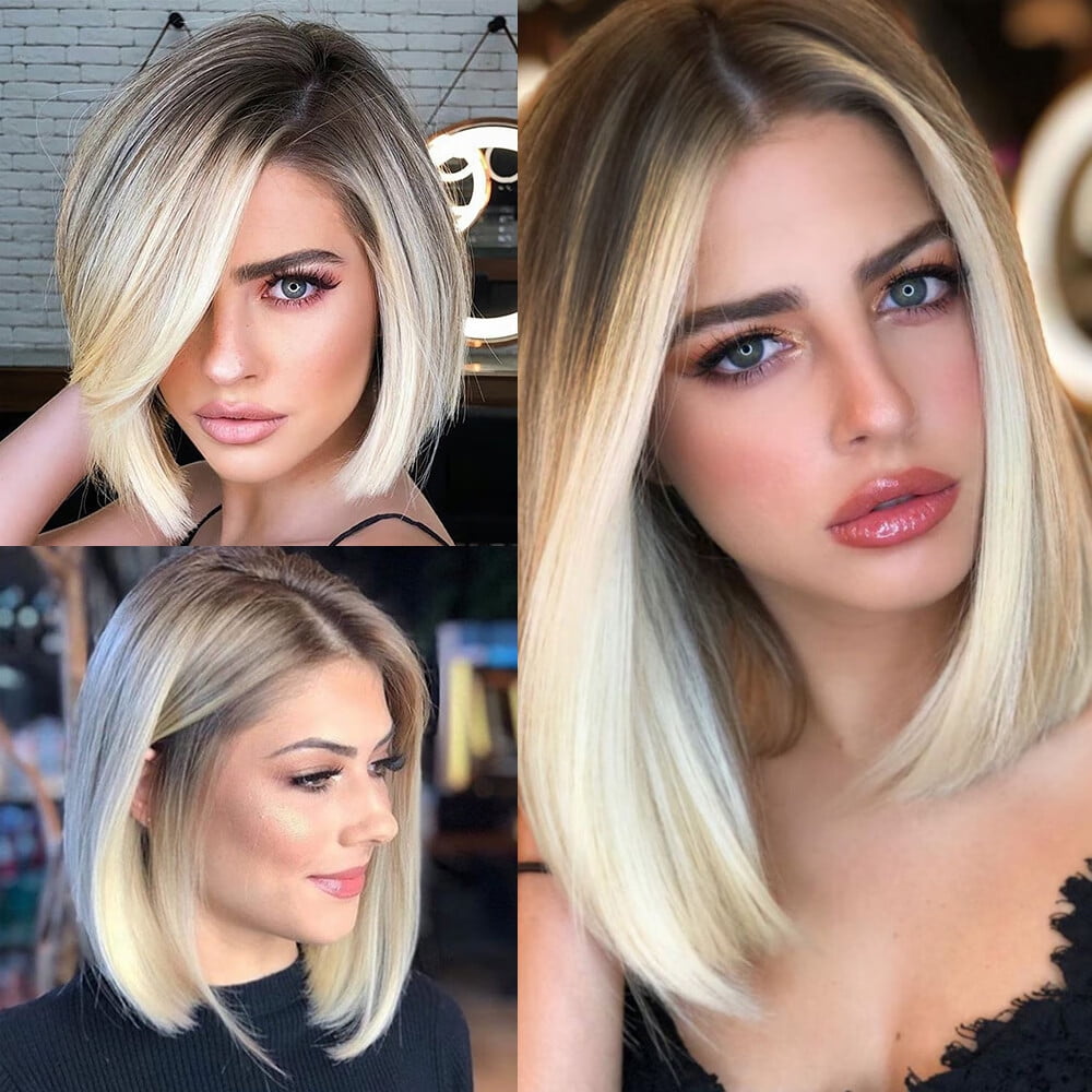 Dopi Ladies Short Bob Wig Short Human Hair Ladies Straight Cosplay BOB Party Natural For Women