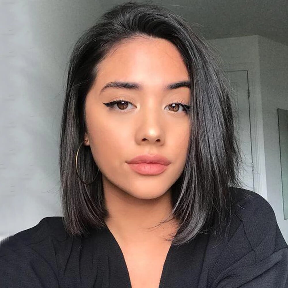 Dopi Straight Bob Lace Front Wigs Human Hair 13”x2” Lace Wigs For Black Women 200 Density Short Cheap Natural Color Pre Plucked 14 Inch