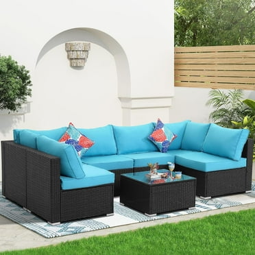 5 Piece Outdoor Patio Furniture Sets All Weather Outdoor Sofa PE Garden ...