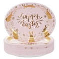 thumbnail image 1 of Dopo Easter Paper Plates Disposable - AFN150pcs Oval Bunny Dinner Plates Heavy Duty Large 12x10in Pink Gold Paper Tableware Dinnerware Happy Pretty Rabbits Flowers Eggs for Easter Spring/Picnics, 1 of 3