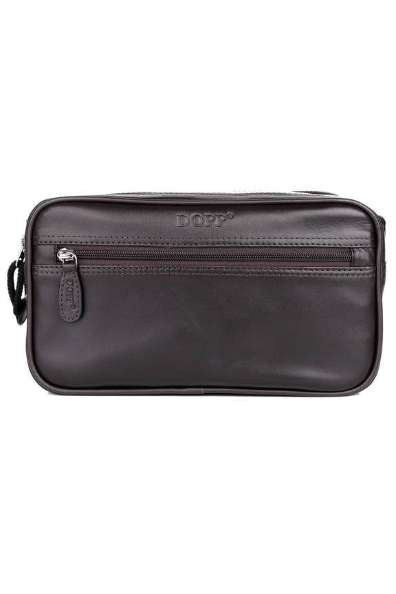 Men's First Class Seasoned Traveler Soft Sided Multi-Zip Travel Kit Leather, Brown