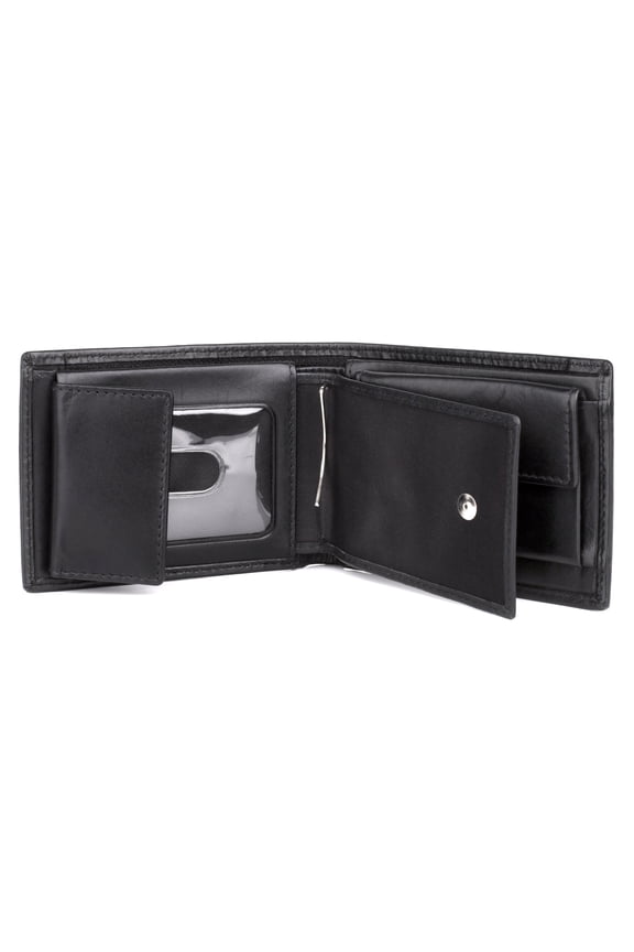 Men's Regatta Convertible Billfold w/Zip Bill Compartment Leather, Black
