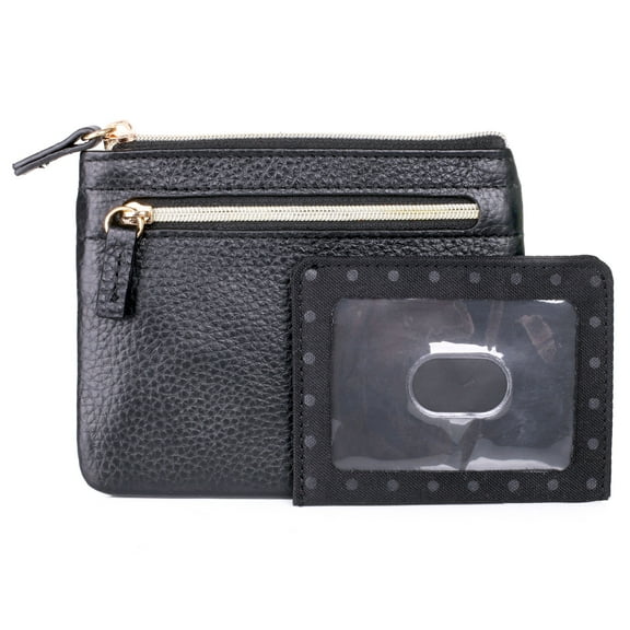 Dopp Women's Pik-Me-Up Large ID Coin Card Case Leather, Black