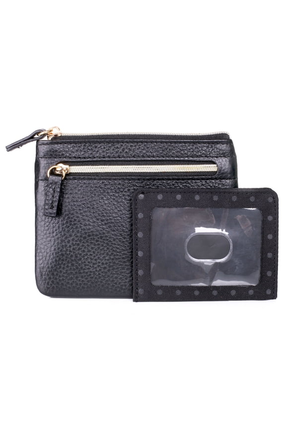 Women's Pik-Me-Up Large ID Coin Card Case Leather, Black