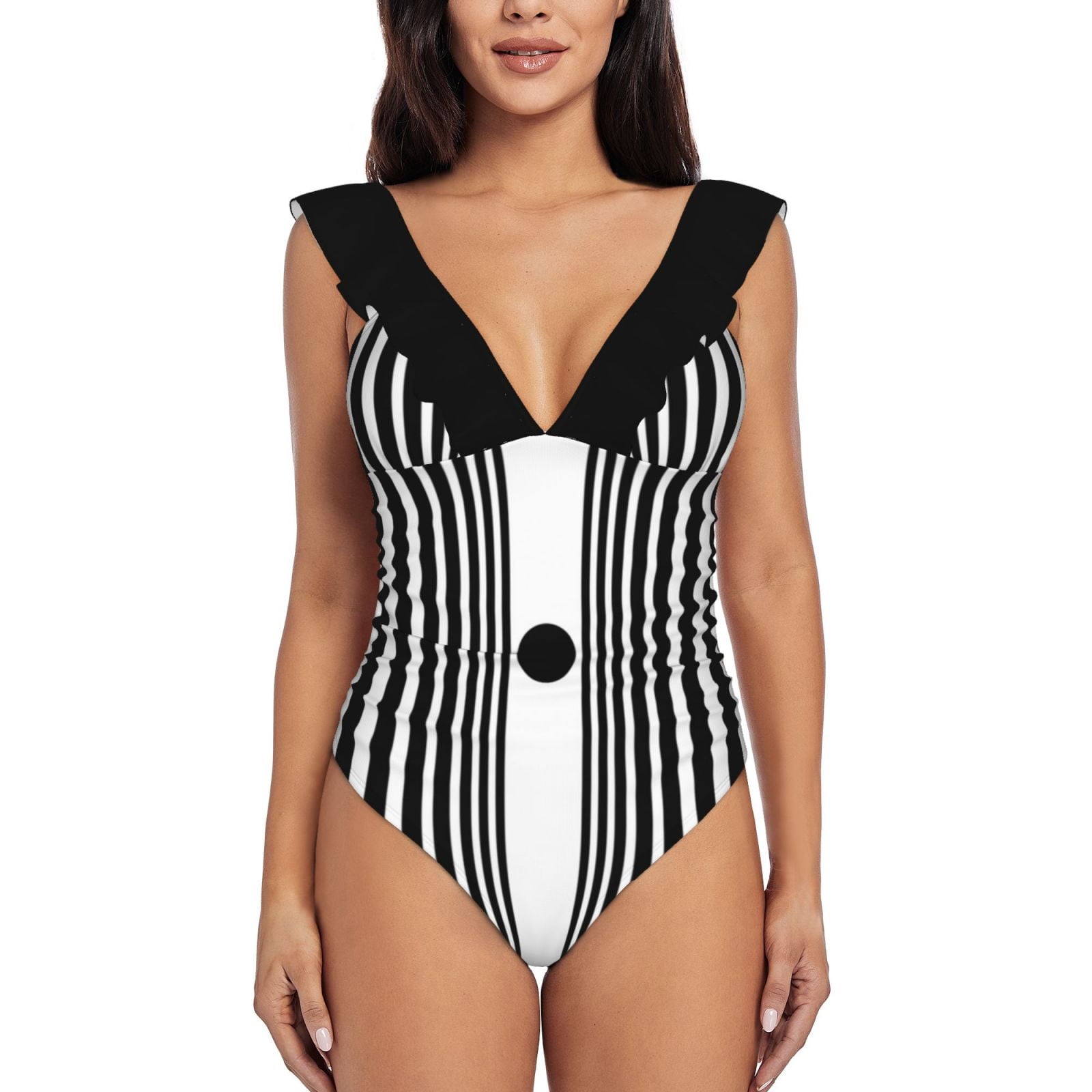 Doppler Effect Sexy Ruffle Print Swimwear Women One Piece Swimsuit Female Monokini Bathing Suit