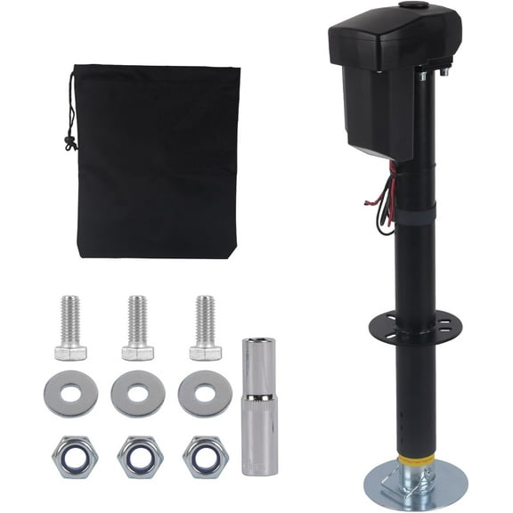 Doppy Electric Trailer Jack 4000lbs 12V DC Power Tongue Jack A-Frame Heavy Duty Electric Tongue Jack with Waterproof Cover& LED Light for RV Trailer, Cargo, Utility Trailers, Camper