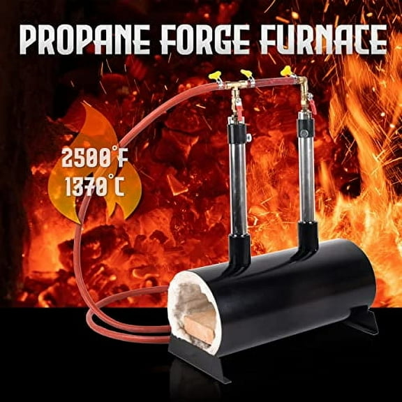 Doppy Propane Forge, Propane Knife Forge Double Burner Large Capacity 2500F/1370, Farriers Furnace Oval Propane Burner Forge for Knife and Equipments