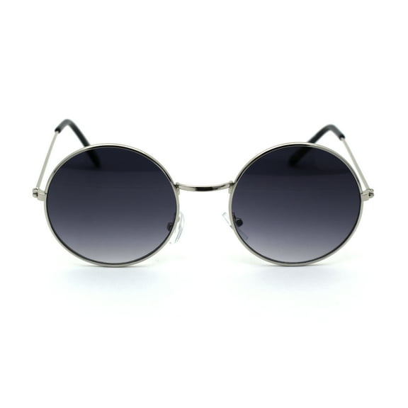 Dopy Hippie Color Lens Round Circle Lens Metal Rim Sunglasses Silver Smoke