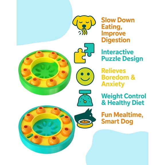 DoqiPaw Dog Puzzle Toy, Slow Feeder, Interactive Toys for IQ Training & Mental Enrichment, Dog Mental Stimulation Toys, Large Dogs & Cats Food Dispending Gift (Green)