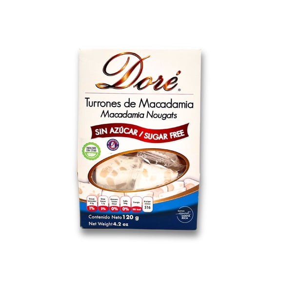 Dor Sugar-Free Macadamia Nougat, 120 g (12-Piece Box)