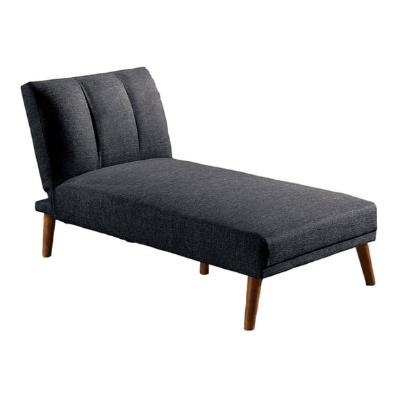 Dora 62 Inch Modern Adjustable Chaise Lounger with Channel Tufting, Black- Saltoro Sherpi