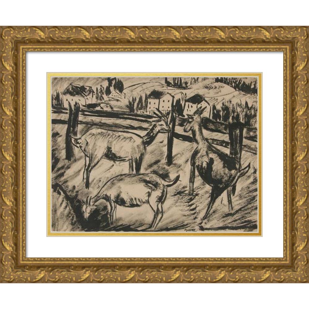 Dora Bromberger 18x14 Black Ornate Wood Framed Double Matted