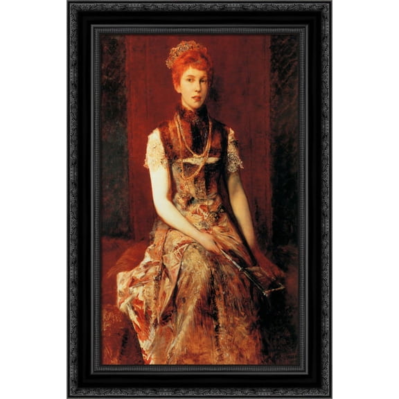 Dora Fournier'Gabillon 18x24 Black Ornate Wood Framed Canvas Art by Makart, Hans