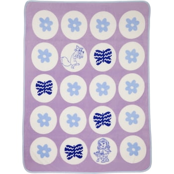 Dora Kids Purple White Print Fleece Throw Blanket, 46 x 60