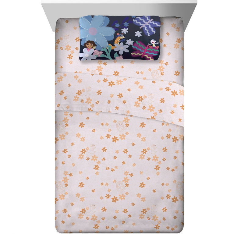 Dora Kids 4 Piece Pink Orange Floral Sheet Set, Full - Walmart.com