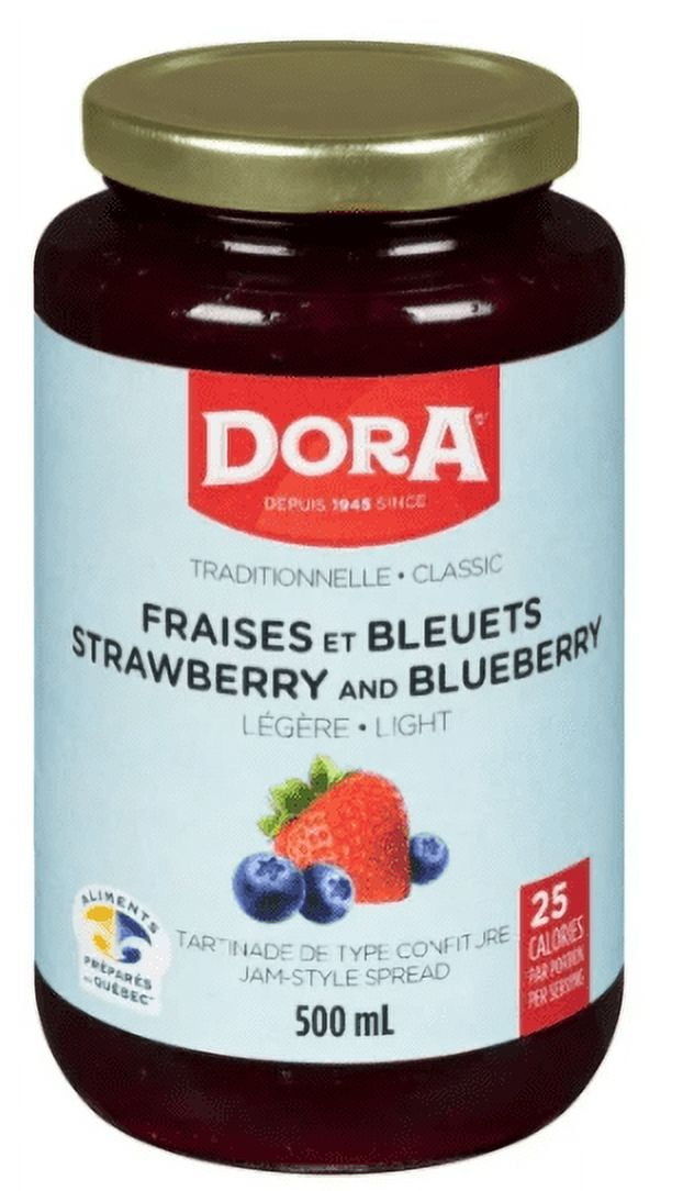 Dora Strawberry and Bluberry Light Traditional Jam Spread with Pectin, 500mL