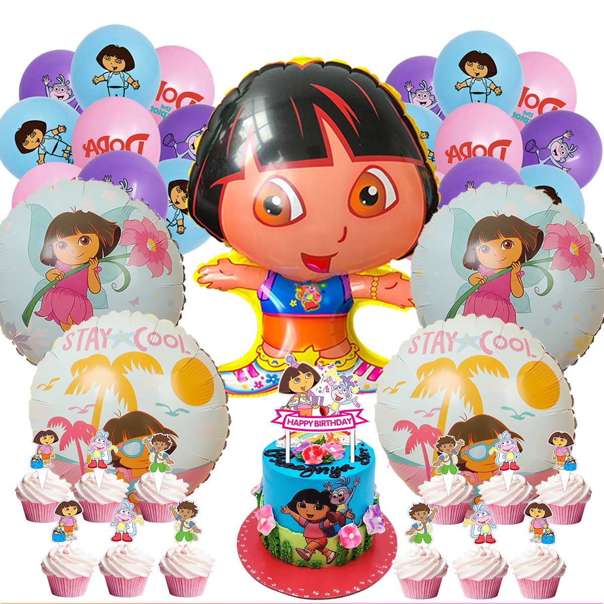 Dora The Explorer Balloons Cake Topper Party Supplies Birthday Set ...
