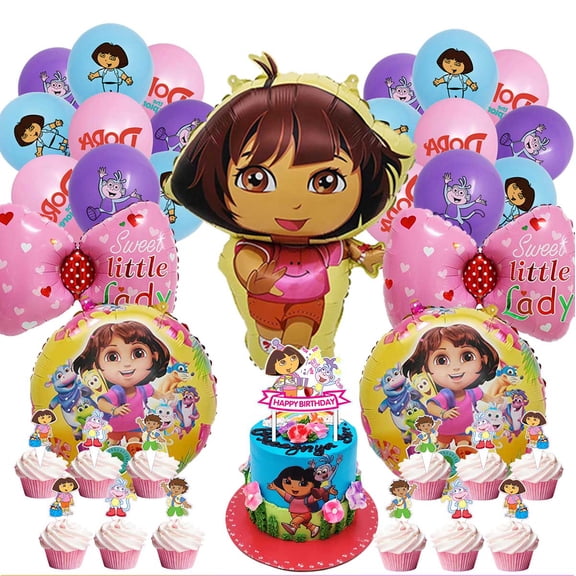 Dora The Explorer Balloons Cake Topper Party Supplies Birthday Set Decorations Kit Fans