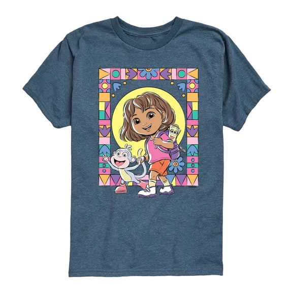 Dora The Explorer - Boots Mosaic - Toddler And Youth Short Sleeve Graphic T-Shirt