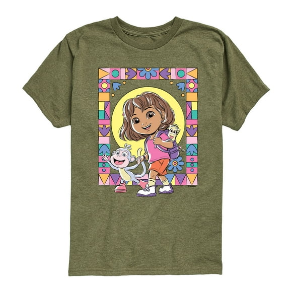 Dora The Explorer - Boots Mosaic - Toddler And Youth Short Sleeve Graphic T-Shirt