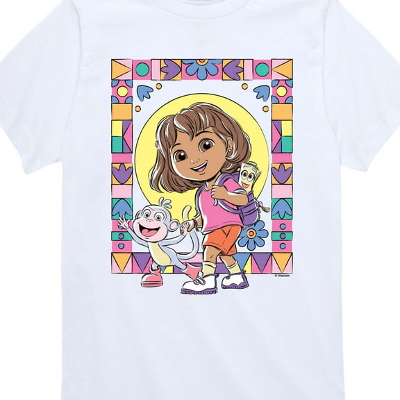 Dora The Explorer - Boots Mosaic - Toddler And Youth Short Sleeve Graphic T-Shirt