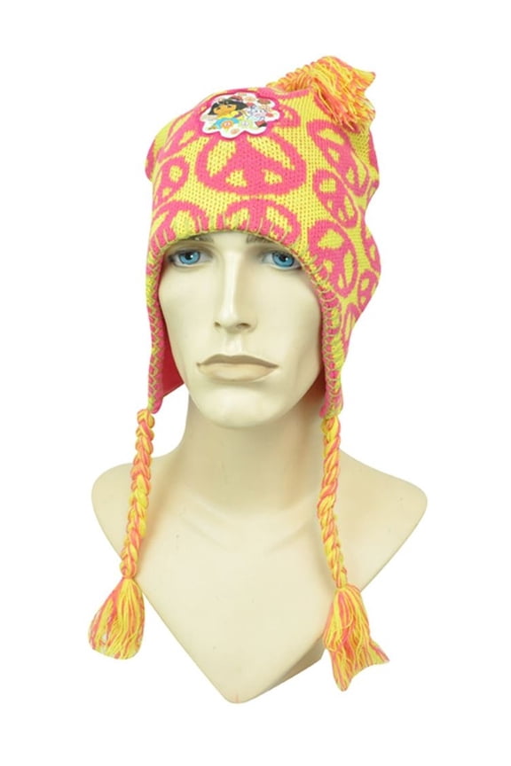 Dora The Explorer Boots Nickelodeon Laplander Youth Girls Peace Peruvian Beanie